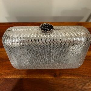 Lancome Silver Clutch with Floral Clasp